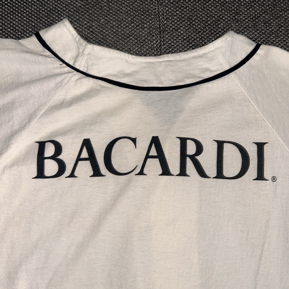 Bicardi White/Black Baseball Jersey Mens Size XL Rare Sportswear Vintage